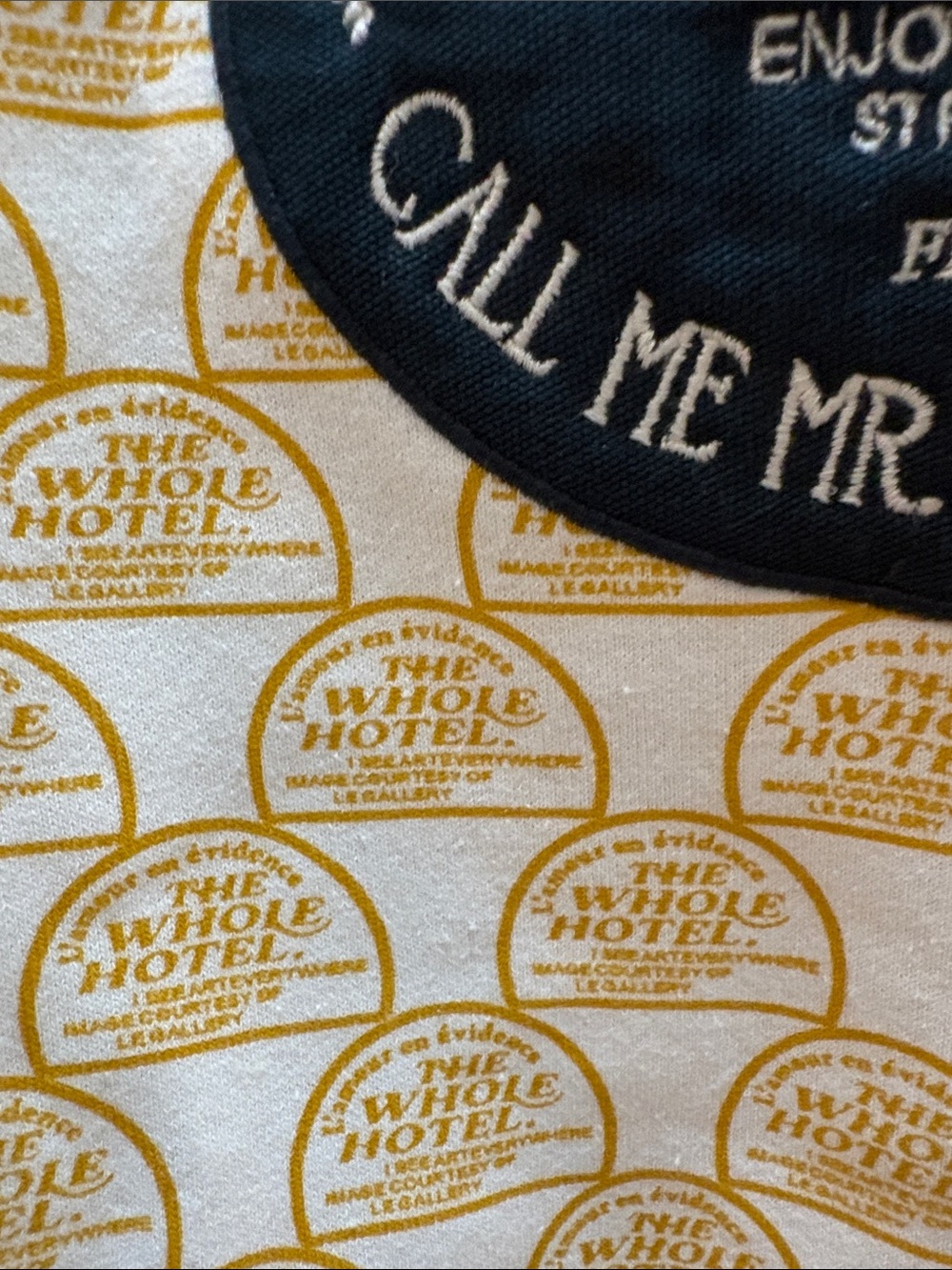 Zara Men’s White Sweatshirt with Mustard and Grand Hotel Blue Print Size Small - Picture 9 of 9
